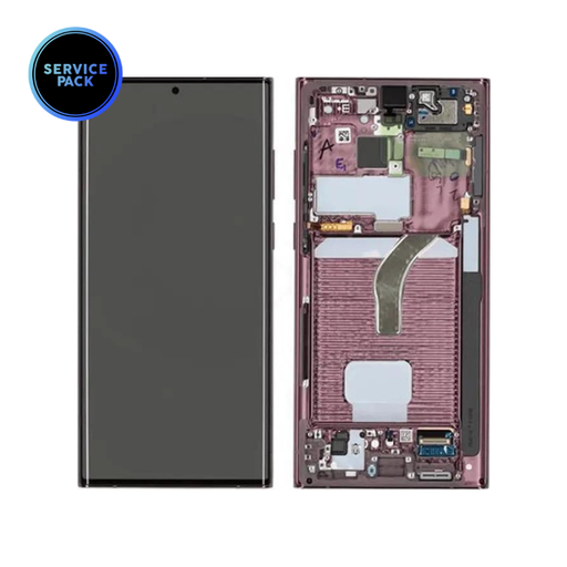 [GH82-27488B] Bloc écran SAMSUNG S22 Ultra - S908 - Bordeaux - SERVICE PACK