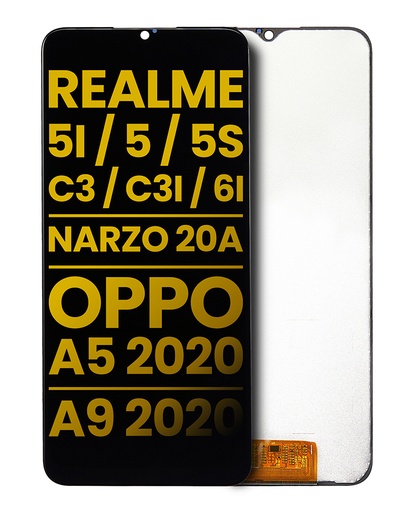 [107082118101] Bloc écran LCD sans châssis compatible Realme 5i - 5 - 5S - C3 - C3i - 6i - Narzo 20A - OPPO A5 2020 - A9 2020 - Reconditionné - Toutes couleurs