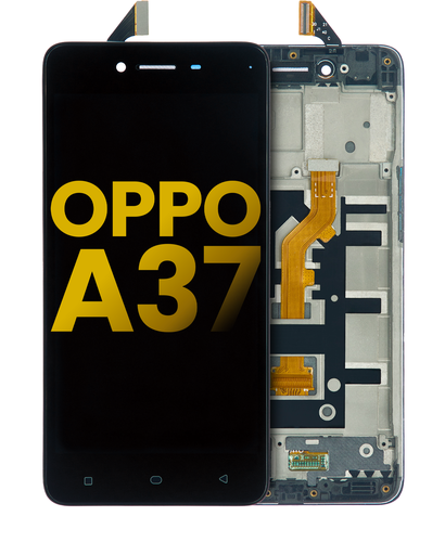 [107082112502] Bloc écran LCD compatible pour OPPO A37 (avec châssis) - Reconditionné - Noir
