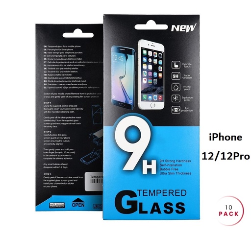 [A-09132] Pack de 10 verres trempés pour iPhone 12 - 12 Pro