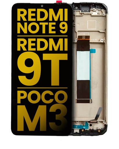 [107082103701] Bloc écran LCD avec châssis compatible pour XIAOMI Redmi Note 9 - Redmi 9T - Poco M3 - Reconditionné