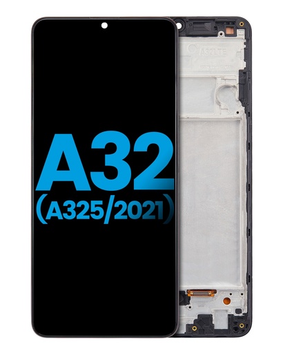 [107081015577] Bloc écran LCD (sans capteur d'empreinte) compatible pour SAMSUNG A32 (A325F) - Avec châssis - AM Incell - Noir