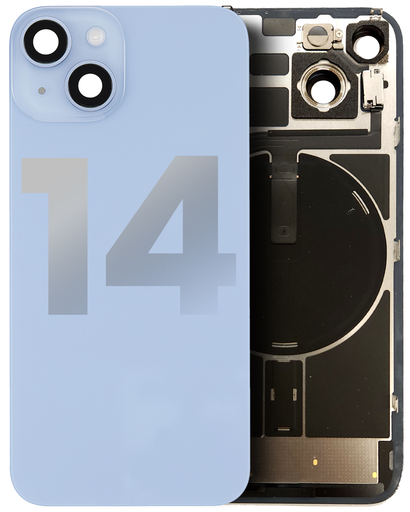 [107082129148] Vitre arrière avec adhésif et NFC original pour iPhone 14 - Avec Logo - Grade A - Bleu
