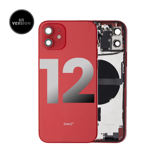 [107082089952] Châssis avec nappes pour iPhone 12 - Grade A - avec Logo - Version US - Rouge