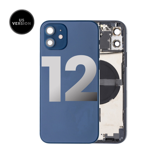 [107082089954] Châssis avec nappes pour iPhone 12 - Grade A - avec Logo - Version US - Bleu