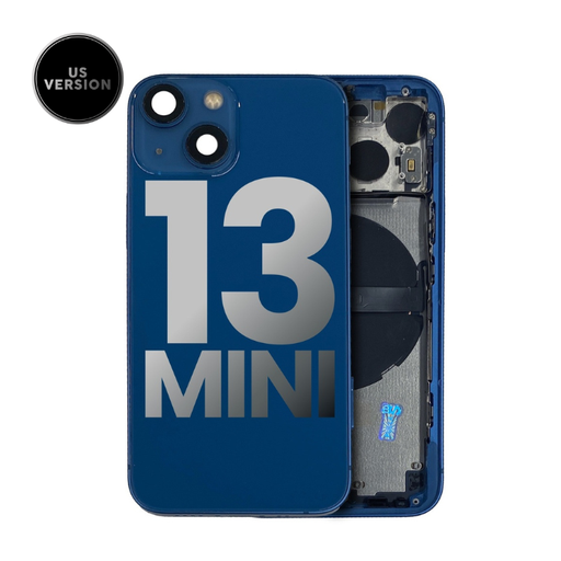 [107082111055] Châssis avec nappes pour iPhone 13 Mini - Grade A (avec Logo) - Bleu