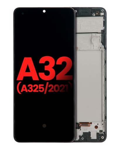 [107082088202] Bloc écran OLED avec châssis compatible pour SAMSUNG A32 (A325) - Noir - AfterMarket Plus