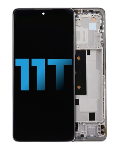 [107082123410] Bloc écran LCD avec châssis compatible Xiaomi 11T - AfterMarket Incell - Blanc Clair de Lune