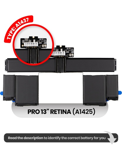 [107082067407] Batterie A1437 compatible pour MacBook Pro Retina 13" - A1425 Fin 2012