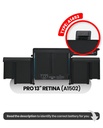 Batterie A1493 compatible pour MacBook Retina 13" - A1502 Fin 2013 Milieu 2014