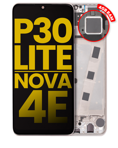 [107082065302] Bloc écran LCD avec châssis pour Huawei P30 Lite / Nova 4E - 4GB RAM - Reconditionné - Blanc
