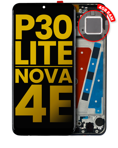 [107082065301] Bloc écran LCD avec châssis pour Huawei P30 Lite / Nova 4E - 4GB RAM - Reconditionné - Noir