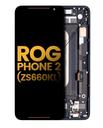 [107082078302] Bloc écran OLED avec châssis pour Asus ROG Phone 2 - ZS660KL - Reconditionné - Noir