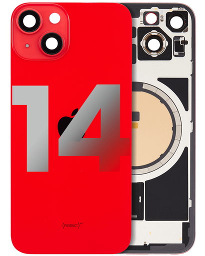 [107084001398] Vitre arrière avec adhésif et NFC original compatible iPhone 14 - Avec Logo - Grade A - Rouge