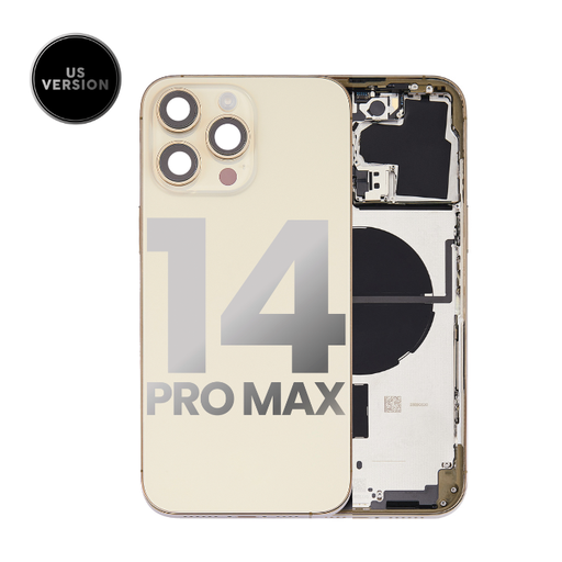 [107081017145] Châssis avec nappe pour iPhone 14 Pro Max - Grade A (avec logo) - Version US sans lecteur SIM - Or