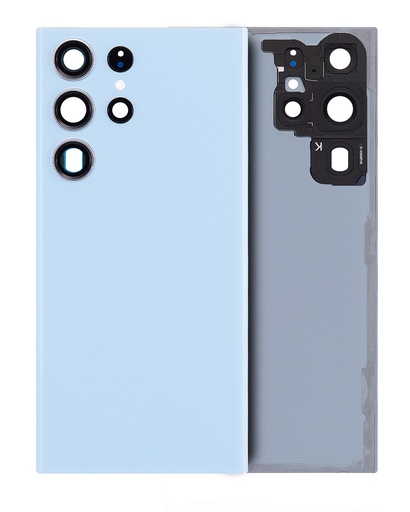 [107082136545] Vitre arrière compatible pour SAMSUNG S23 Ultra 5G (sans logo) - Aftermarket Plus - Bleu