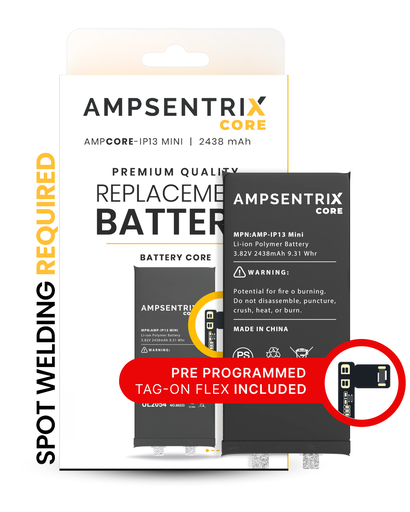 [107082071219] Batterie à souder avec Tag-On Flex compatible pour iPhone 13 Mini - AmpSentrix