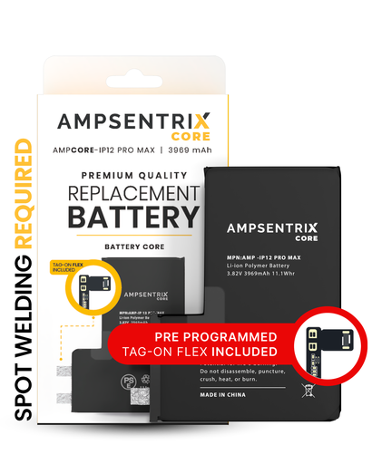 [107082071216] Batterie à souder avec Tag-On Flex compatible pour iPhone 12 Pro Max - AmpSentrix