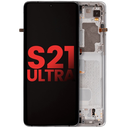 [107081015446] Bloc écran OLED avec châssis compatible pour SAMSUNG S21 Ultra 5G - Aftermarket Plus - Phantom Silver