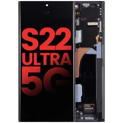 [107081015439] Bloc écran OLED avec châssis compatible SAMSUNG S22 Ultra 5G - Aftermarket Plus - Graphite