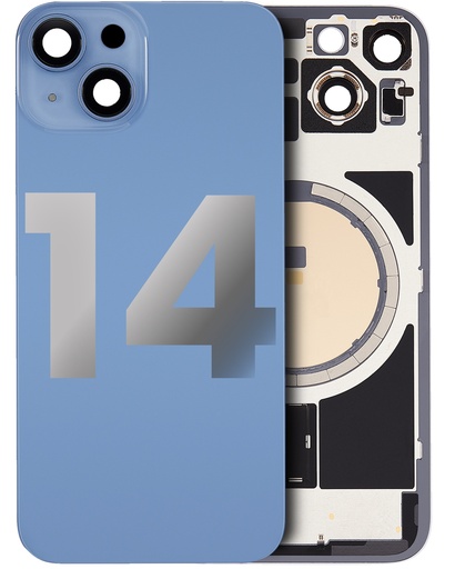 [107084001397] Vitre arrière avec adhésif et MagSafe original pour iPhone 14 - Avec Logo - Grade A - Bleu