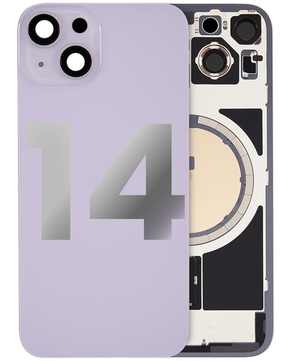 [107084001395] Vitre arrière avec adhésif et MagSafe original pour iPhone 14 - Avec Logo - Grade A - Violet
