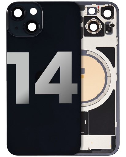 [107082129174] Vitre arrière avec adhésif et MagSafe original pour iPhone 14 - Avec Logo - Grade A - Minuit