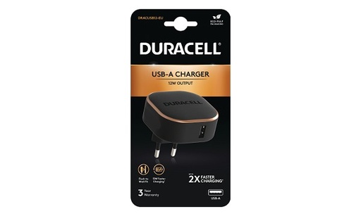 [DRACUSB12-EU] Chargeur USB-A 12W - Duracell - Noir et Or
