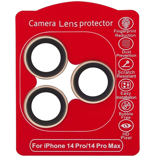 [107085002162] Protection caméra compatible iPhone 14 Pro et 14 Pro Max - CASPER - Or