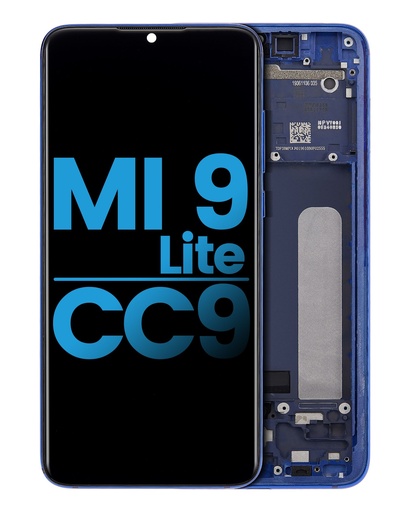 [107082113503] Bloc écran LCD avec châssis compatible Xiaomi Mi 9 Lite - CC9 - Aftermarket Incell - Bleu Aurora
