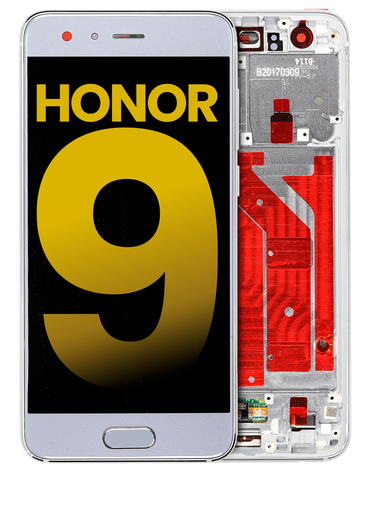 [107082064001] Bloc écran LCD avec châssis compatible Honor 9 - Reconditionné - Gris Glacier