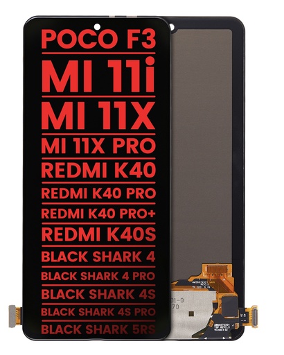 [107082134104] Bloc écran OLED sans châssis Compatible  Xiaomi Poco F3 - MI 11i - MI 11X - MI 11X Pro - Redmi K40 - K40 Pro - K40 Pro+ - K40S - Black Shark 4 - Black Shark 4 Pro - Black Shark 4S - Black Shark 4S Pro - Black Shark 5RS -Aftermarket Plus - Toutes couleurs