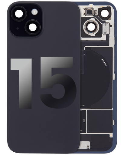 [107082130544] Vitre arrière avec adhésif et MagSafe original pour iPhone 15 - Avec Logo - Grade A - Noir