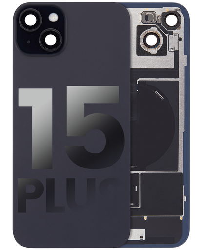 [107082130639] Vitre arrière avec adhésif et MagSafe original pour iPhone 15 Plus - Avec Logo - Grade A - Noir