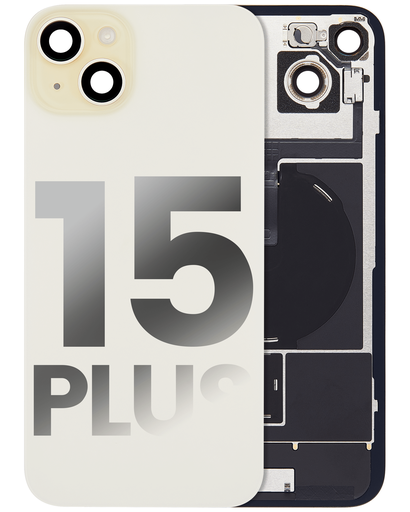 [107082130641] Vitre arrière avec adhésif et MagSafe original pour iPhone 15 Plus - Avec Logo - Grade A - Jaune