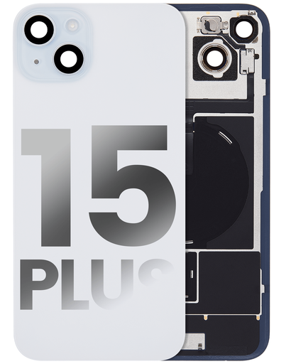 [107082130643] Vitre arrière avec adhésif et MagSafe original pour iPhone 15 Plus - Avec Logo - Grade A - Bleu