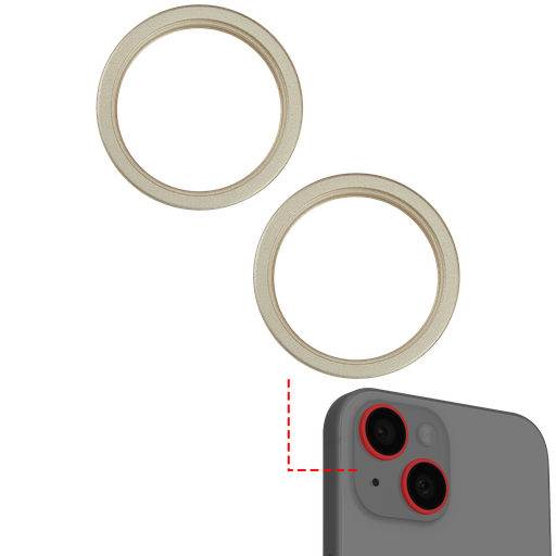 [107082130311] Anneau de protection de lentille caméra arrière compatible iPhone 15 - 15 Plus - Aftermarket Plus - Jaune - 2 pièces