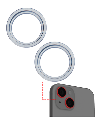 [107082130309] Anneau de protection de lentille caméra arrière compatible iPhone 15 - 15 Plus - Aftermarket Plus - Bleu