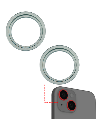 [107082130310] Anneau de protection de lentille caméra arrière compatible iPhone 15 - 15 Plus - Aftermarket Plus - Vert - 2 pièces