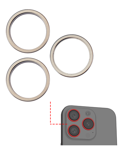 [107082130307] Anneau de protection de lentille arrière pour iPhone 15 Pro - 3 pièces - Titane Naturel