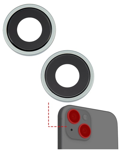 [107082130670] Lentille caméra arrière avec support Compatible IPhone 15 / 15 Plus - Premium - Vert - 2 pièces