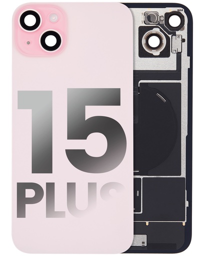 [107082130642] Vitre arrière avec adhésif et MagSafe original pour IPhone 15 Plus - Avec Logo - Grade A - Rose